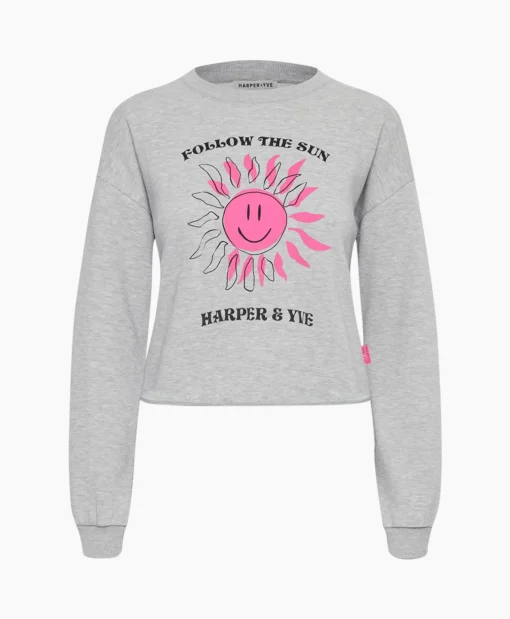 Harper & Yve Harper & Yve Pullover Smiley-Sw Grijs*Dames Truien