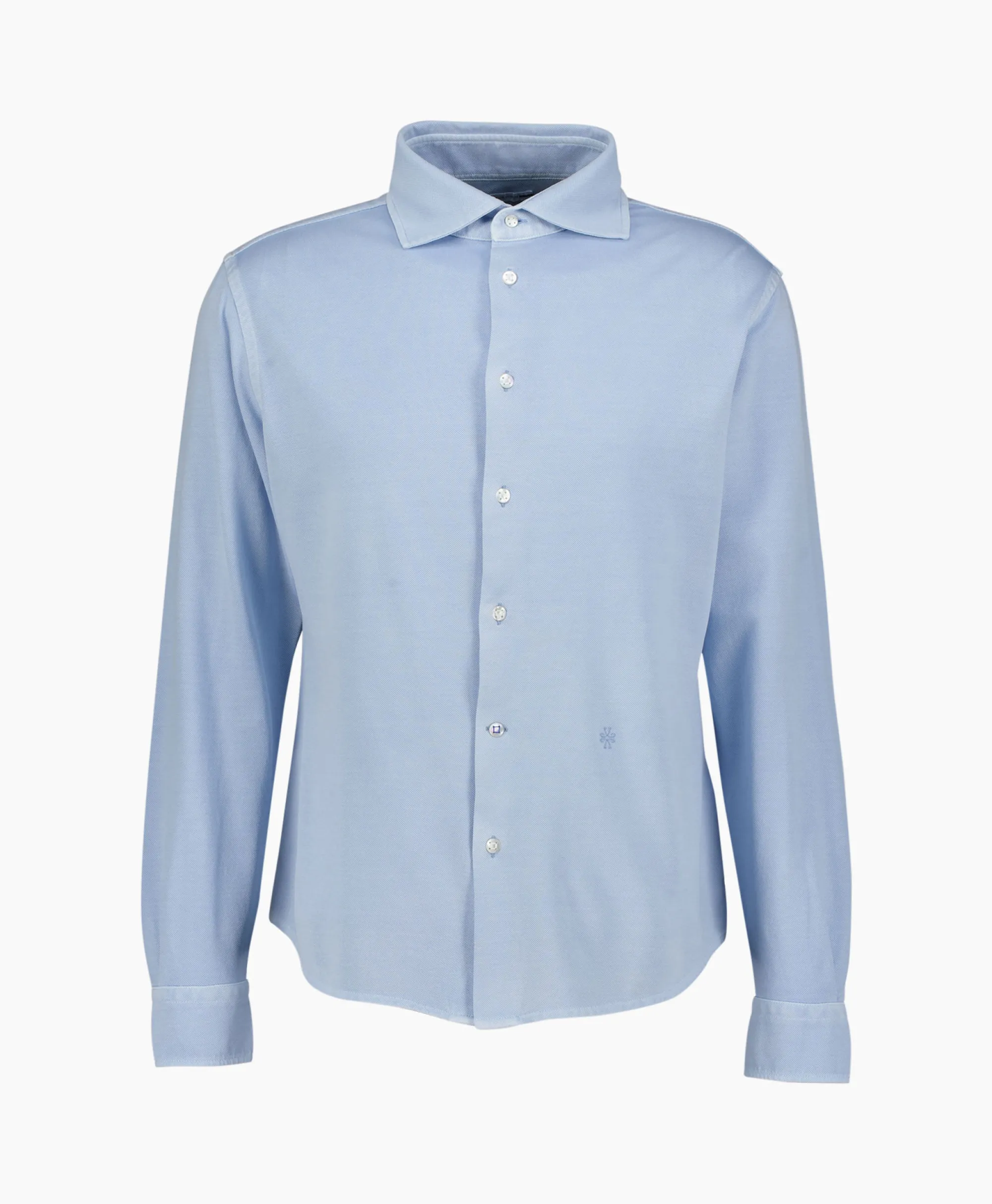 Jacob Cohen Overhemd M/L Piquet Con Ricamo Licht Blauw*Heren Overhemden