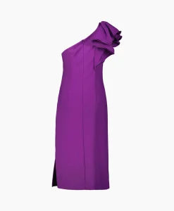 Joseph Ribkoff Midi Jurk One Shouder Paars*Dames Jurken
