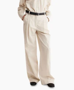 Les Coyotes De Paris Pantalon Wide Leg Pleated Chino Zand*Dames Broeken