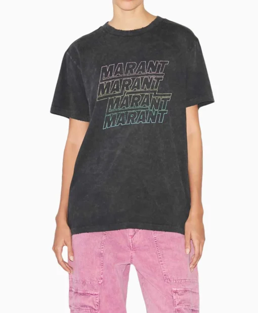 Marant Étoile Marant Etoile T-Shirt Korte Mouw Ziliani-Ga Zwart*Dames T-Shirts & Tops