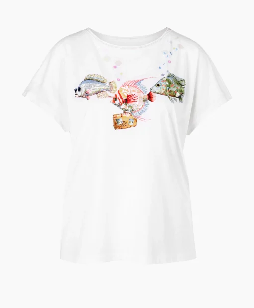 Marccain Sport T-Shirt Ws 48.58 J98 Wit*Dames T-Shirts & Tops
