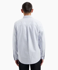Olaf Hussein Overhemd Oxford Stripe Blauw*Heren Overhemden