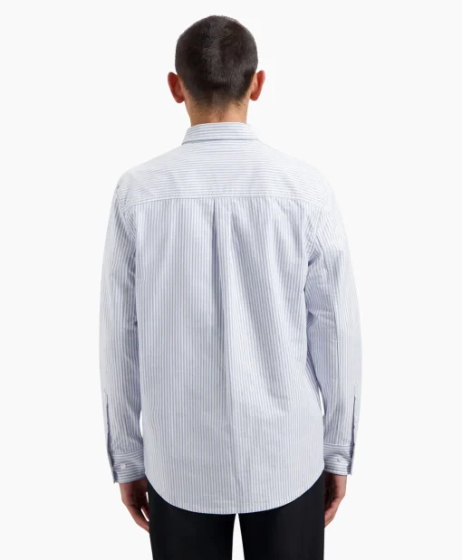 Olaf Hussein Overhemd Oxford Stripe Blauw*Heren Overhemden