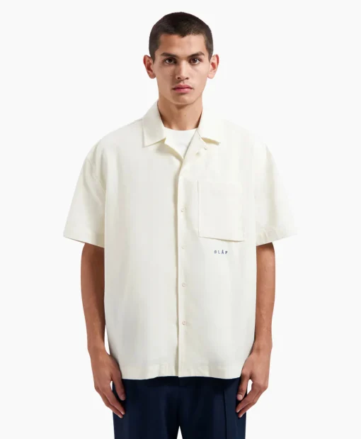 Olaf Hussein Overshirt Cotton Linen Ss Ecru*Heren Jassen
