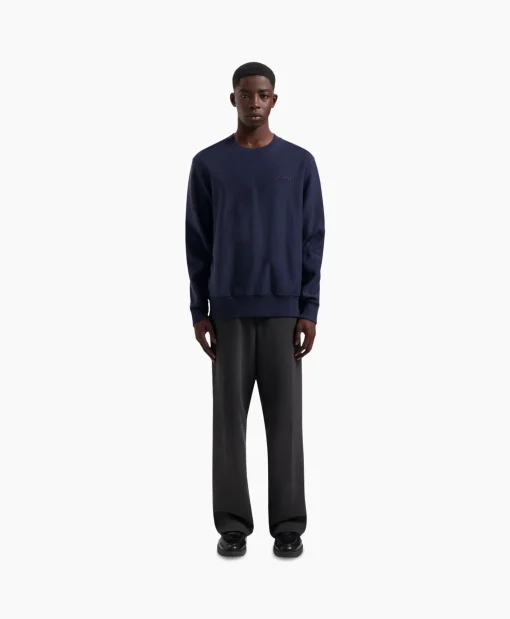 Olaf Hussein Sweater Logo Crewneck Donker Blauw*Heren Truien