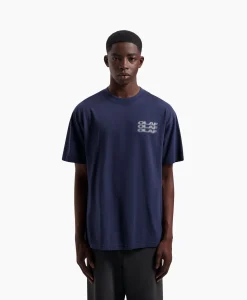 Olaf Hussein T-Shirt Blur Logo Donker Blauw*Heren T-Shirts