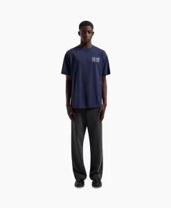 Olaf Hussein T-Shirt Blur Logo Donker Blauw*Heren T-Shirts