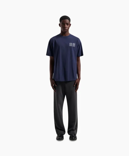Olaf Hussein T-Shirt Blur Logo Donker Blauw*Heren T-Shirts