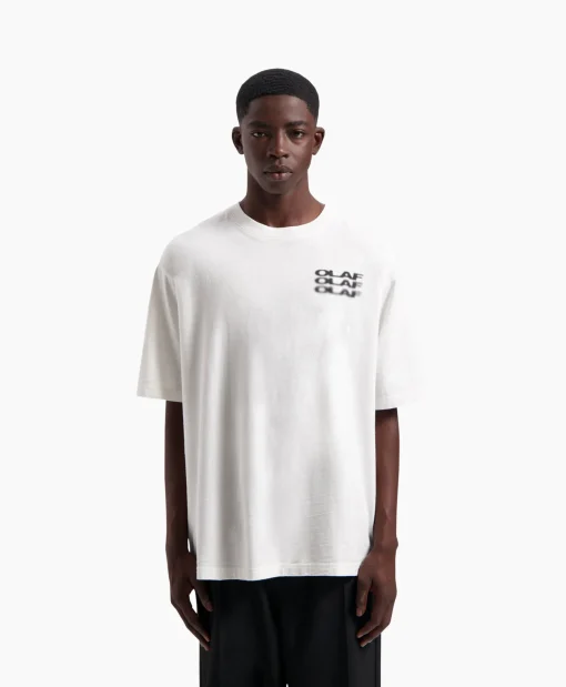 Olaf Hussein T-Shirt Blur Logo Wit*Heren T-Shirts