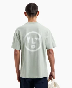 Olaf Hussein T-Shirt Korte Mouw Pixelated Face Groen*Heren T-Shirts
