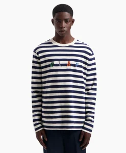 Olaf Hussein T-Shirt Stripe Sans Ls Wit*Heren T-Shirts