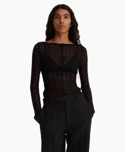 Róhe Rohe Top Lace Zwart*Dames T-Shirts & Tops