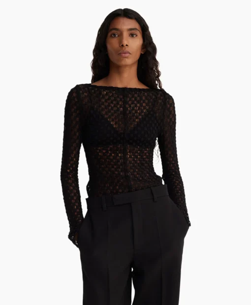 Róhe Rohe Top Lace Zwart*Dames T-Shirts & Tops