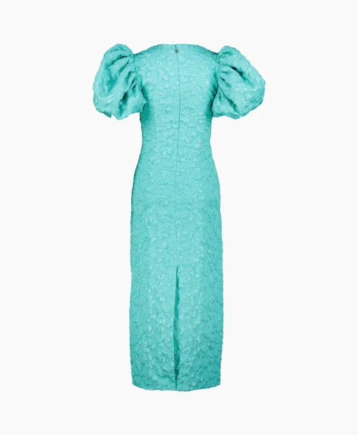 Rotate Midi Jurk 3D Jacquard Turquoise*Dames Jurken