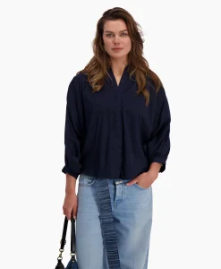 Sea Me Happy Blouse Balloon Donker Blauw*Dames Blouses