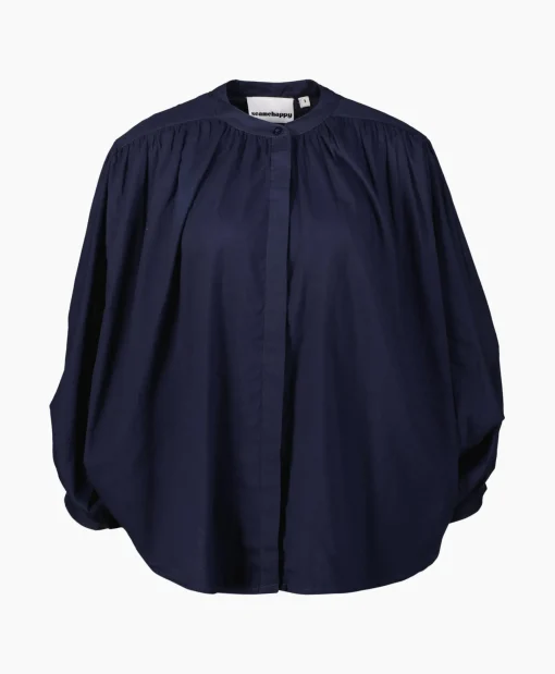 Sea Me Happy Blouse Balloon Donker Blauw*Dames Blouses