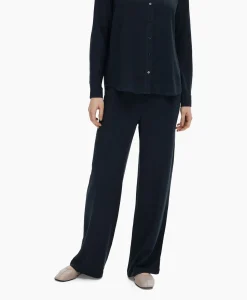 Selected Femme Broek Viva-Gulia Mw Long Linen Pant No Donker Blauw*Dames Broeken