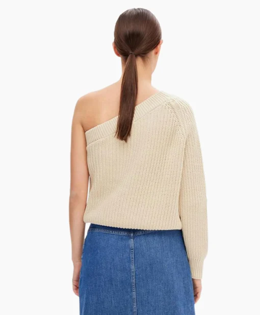 Selected Femme Gebreide Trui Sedora Ls Knit One Shoulder Off White*Dames Truien