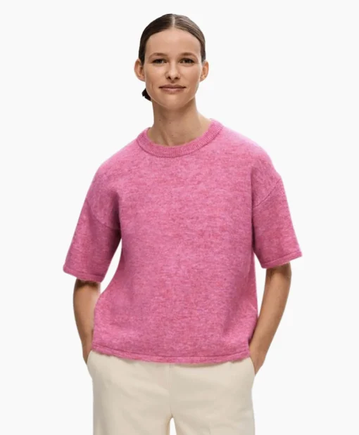 Selected Femme Pullover Maline-Liliana 2/4 Knit O-Neck N Roze*Dames Truien