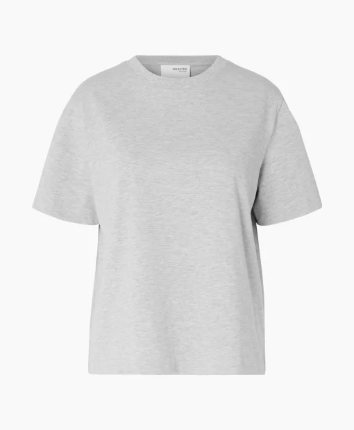 Selected Femme T-Shirt Essential Ssboxy Tee Noos Licht Grijs*Dames T-Shirts & Tops