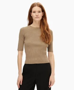 Selected Femme Top Mala 2/4 Knit O-Neck B Noos Licht Grijs*Dames T-Shirts & Tops