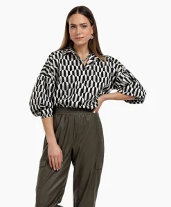 Studio Anneloes Blouse Havana Coffee Beans Zwart Dessin*Dames Blouses
