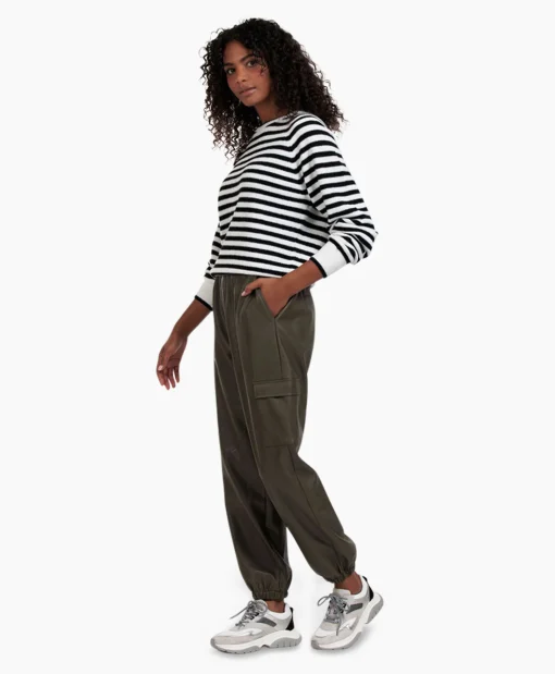Studio Anneloes Broek Evi Leather Cargo Trousers Bruin Dessin*Dames Broeken