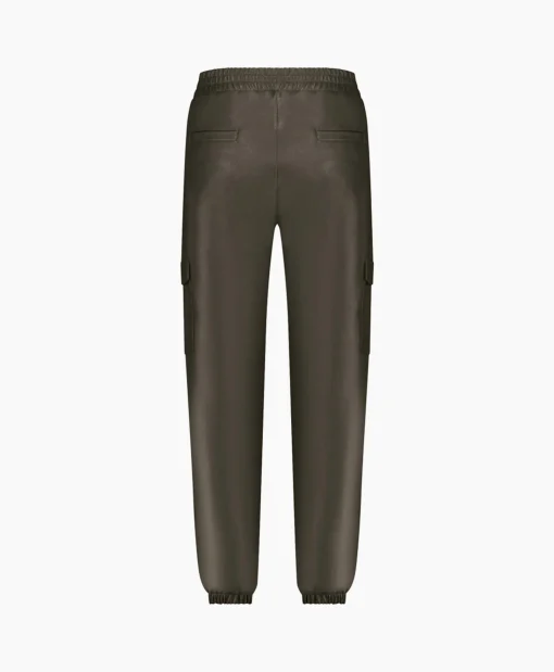 Studio Anneloes Broek Evi Leather Cargo Trousers Bruin Dessin*Dames Broeken