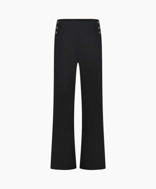 Studio Anneloes Broek Jessy Bonded Button Trousers Zwart Dessin*Dames Broeken