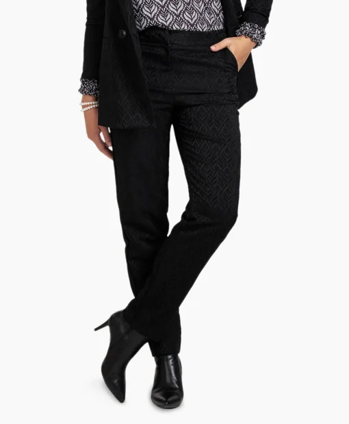 Studio Anneloes Broek Mira Ornament Jacquard Trousers Zwart*Dames Broeken