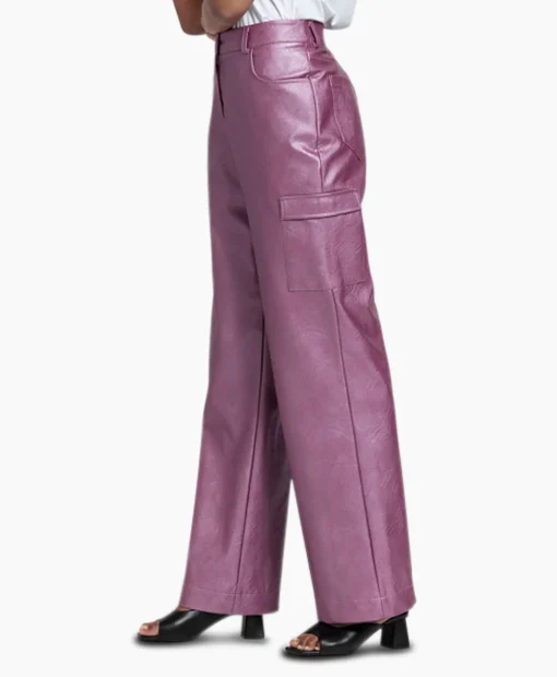 Studio Anneloes Broek Selina Metallic Leather Trousers Paars*Dames Broeken