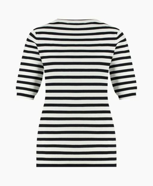 Studio Anneloes Pullover Luna Stripe Short Slv Ecru*Dames Truien