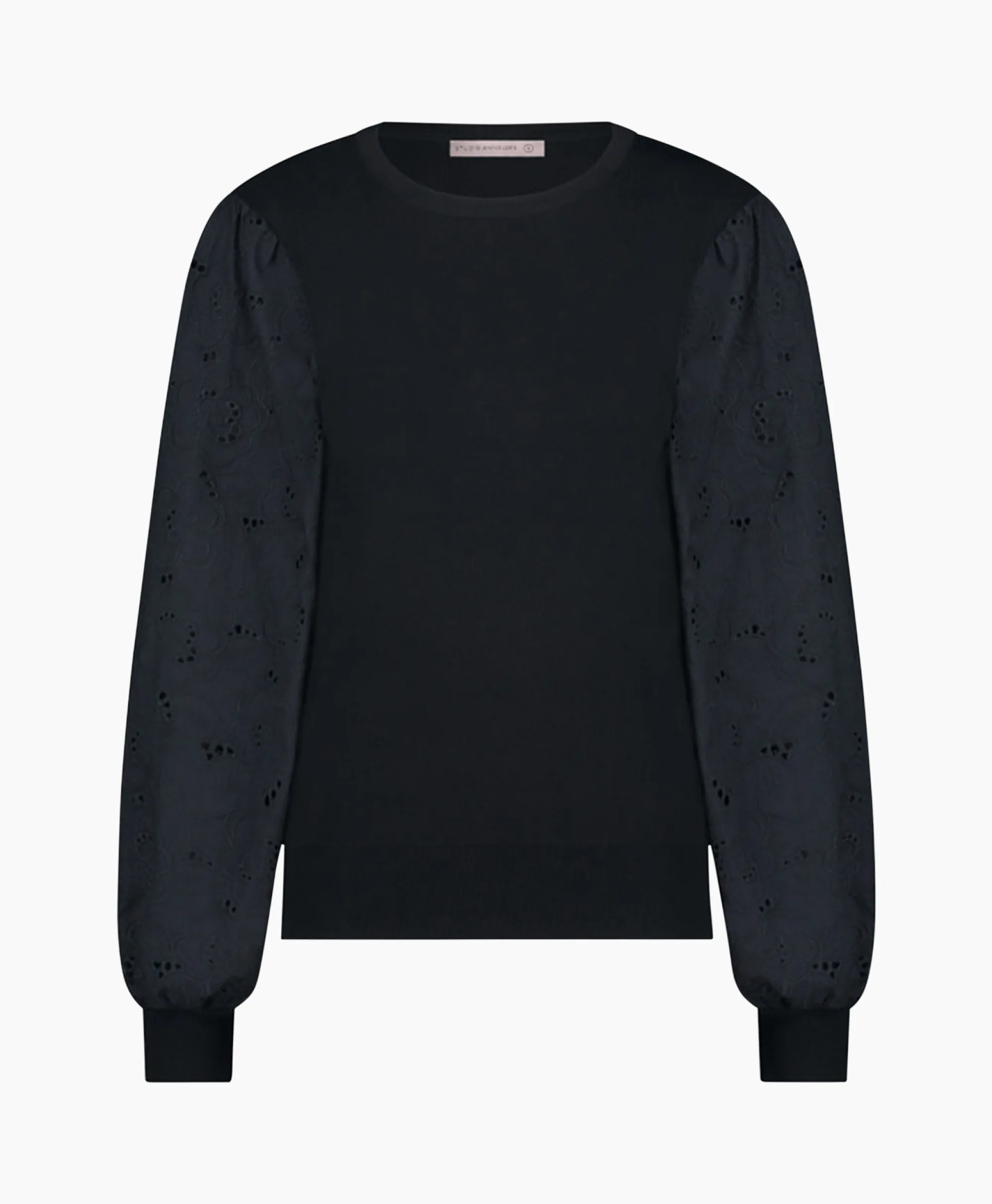 Studio Anneloes Pullover Deana Flower Broderie Donker Blauw*Dames Truien