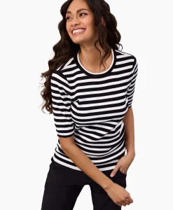 Studio Anneloes Pullover Luna Stripe Short Slv Zwart Dessin*Dames Truien