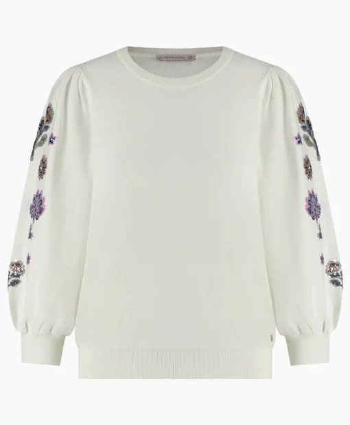 Studio Anneloes Pullover Hollie Embroidery Ecru*Dames Truien