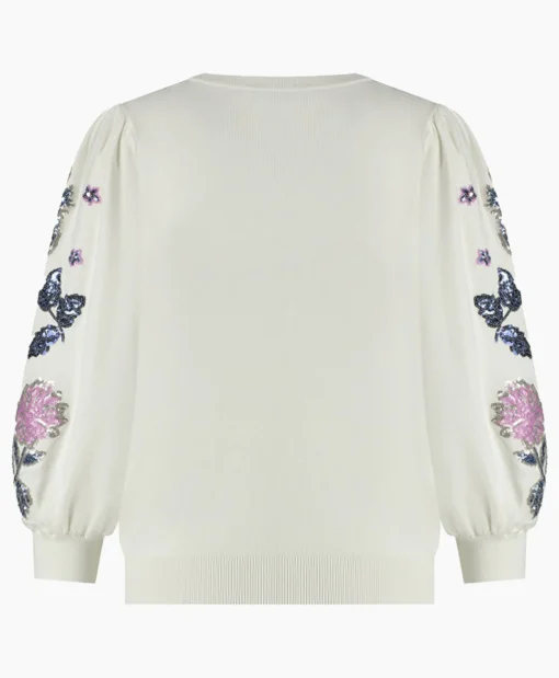 Studio Anneloes Pullover Hollie Embroidery Ecru*Dames Truien