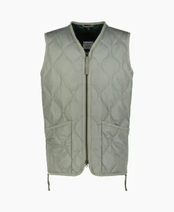 Taion Bodywarmer Military W-Zip V Neck Down Donker Groen*Heren Jassen
