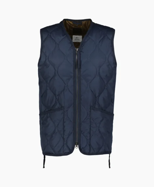 Taion Bodywarmer Military W-Zip V Neck Down Donker Blauw*Heren Jassen