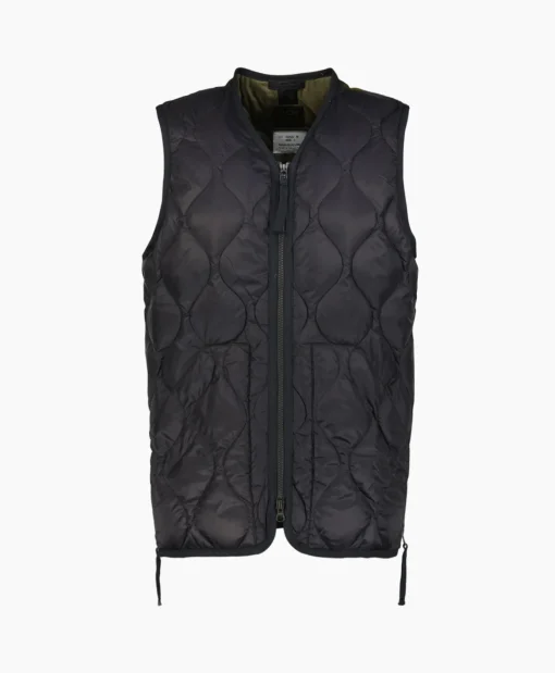 Taion Bodywarmer Military V Neck Zwart*Heren Jassen
