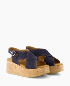 Via Vai Sandaal Met Hak Sissel Capri Blauw*Dames Sandalen