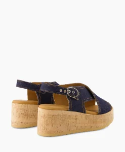 Via Vai Sandaal Met Hak Sissel Capri Blauw*Dames Sandalen