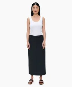 Zenggi Midi Rok Tropical Wool Straight Zwart*Dames Rokken