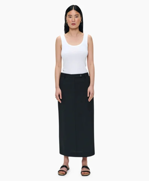 Zenggi Midi Rok Tropical Wool Straight Zwart*Dames Rokken