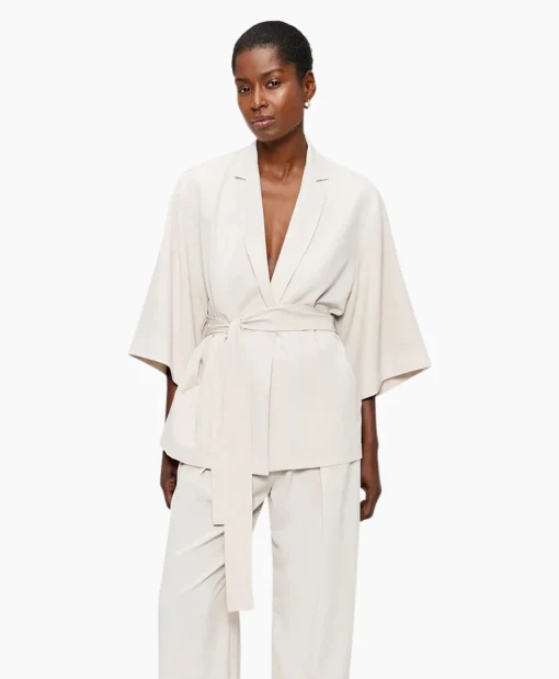 Zenggi Vest Japanse Crepe Kimono Off White*Dames Vesten
